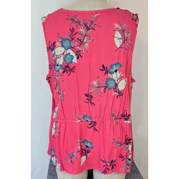 Wonderly Blouse/Top Plus Size 2X Fuchsia Multicolor Floral Print Peplum NWT - Picture 2 of 8